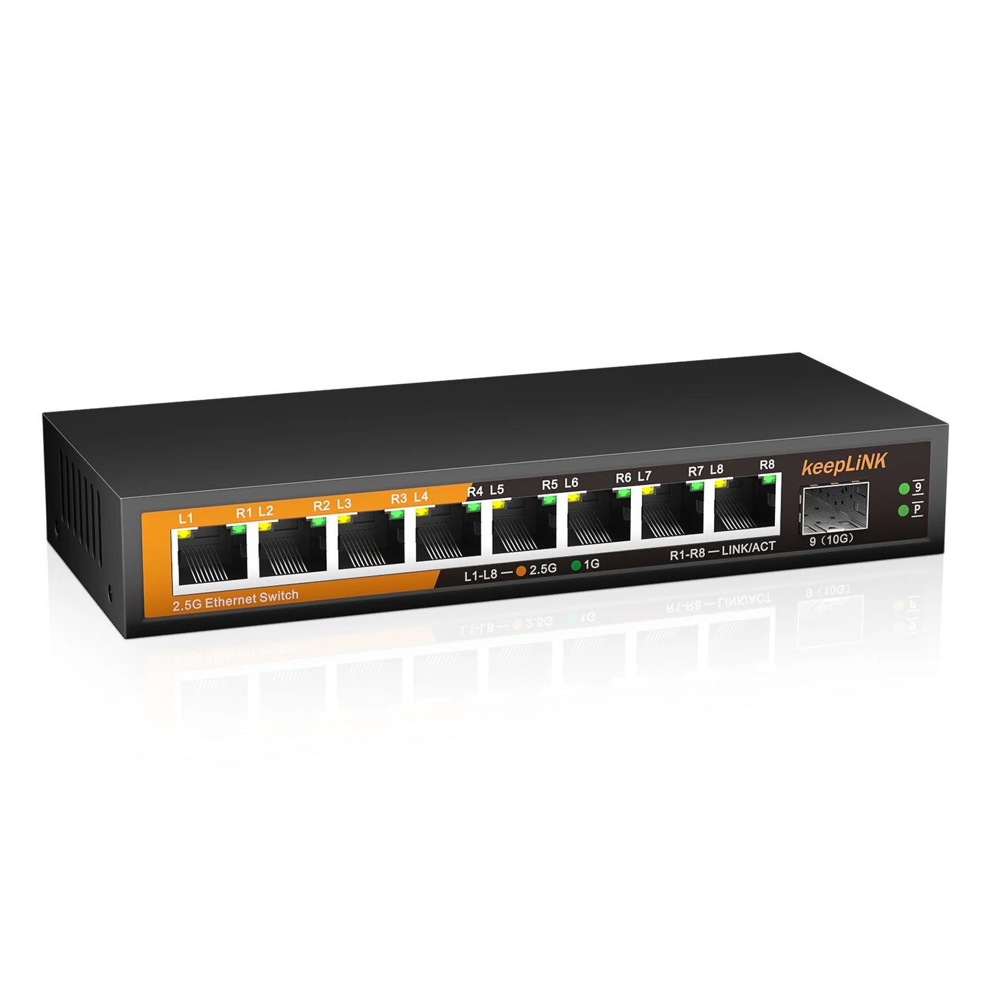 KeepLiNK 9 Port Multi Gigabit Switch With 2 5G Copper RJ45 Ports And 10G SFP Plus Uplink