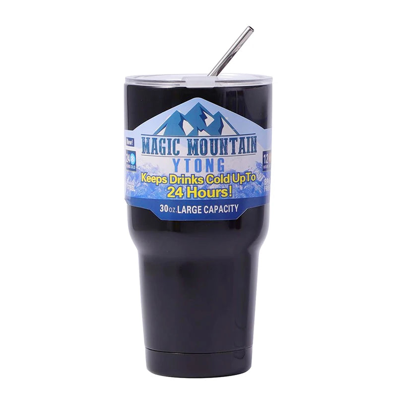 NONEDrinkware Magic Stainless Steel Vacuum Insulated Thermos Cup with Straw