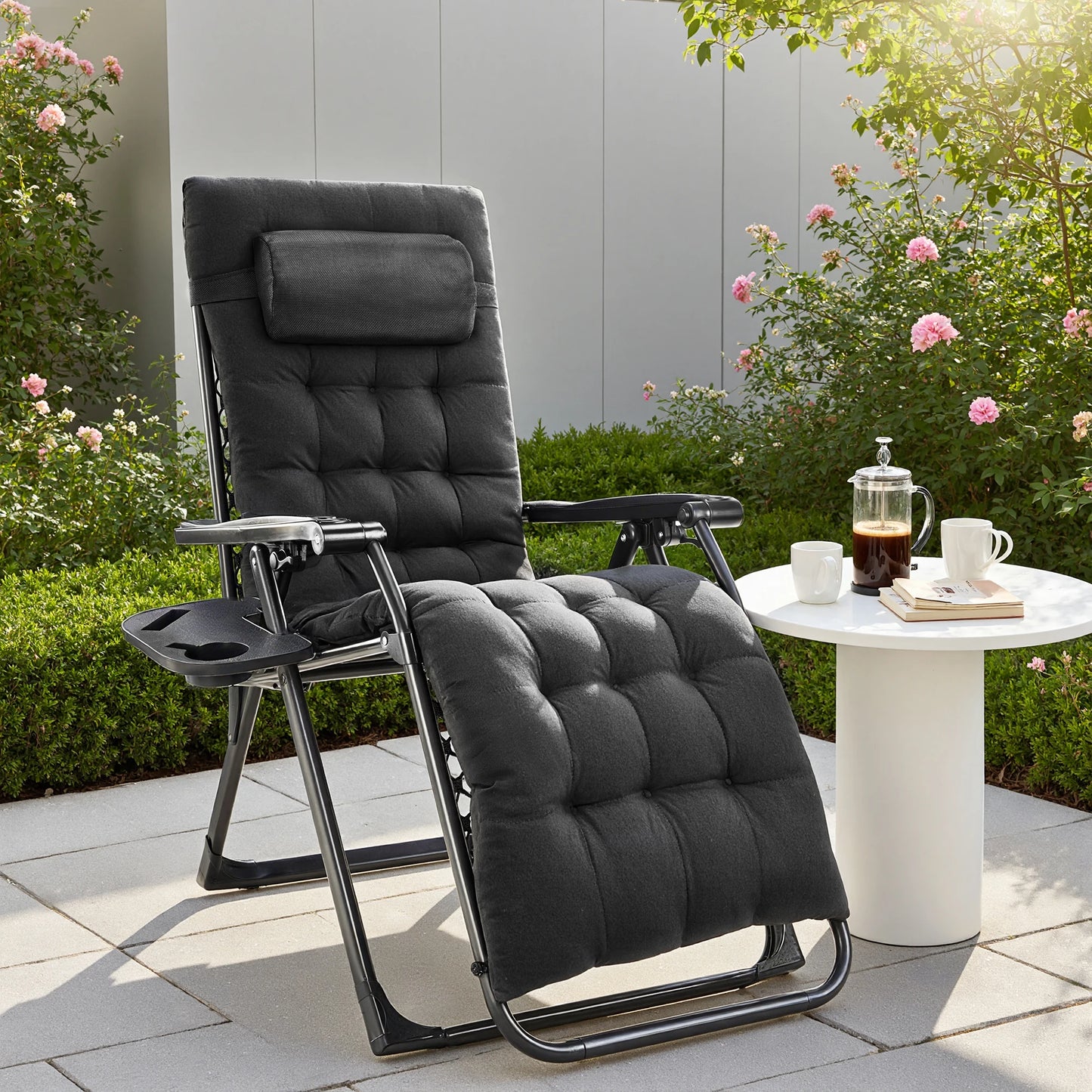 JHK Zero Gravity Portable Outdoor Recliner For Patio Garden Metal Frame Lockable Recline