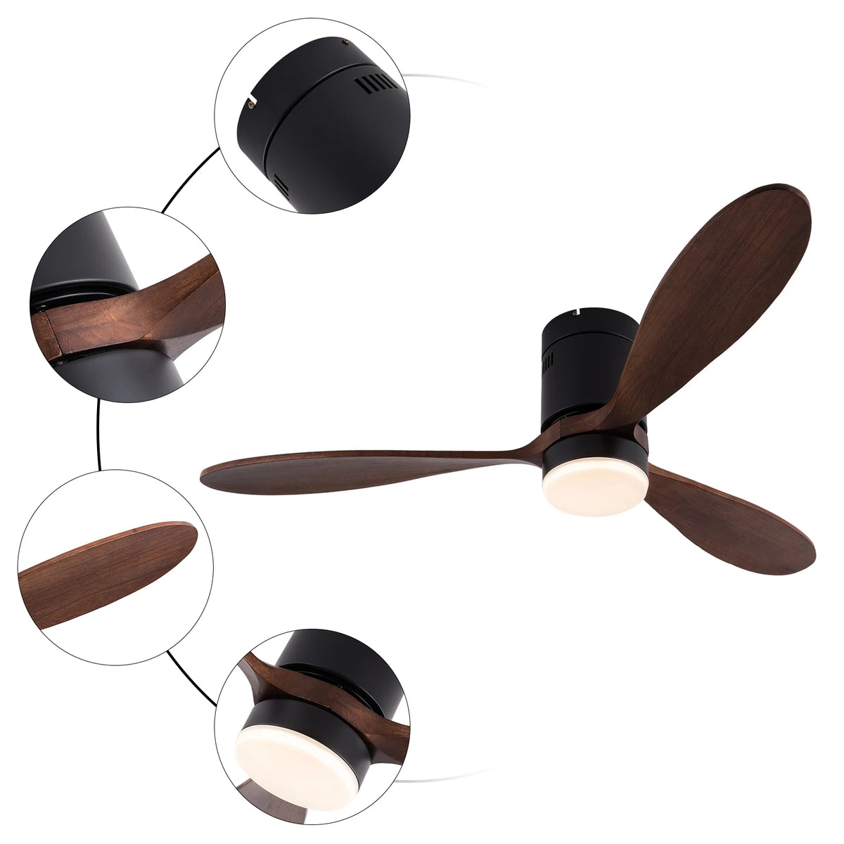 Smart Ceiling Fan With Remote Control And Dimmable Light Six Speeds