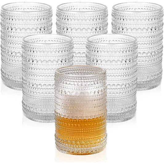 Hobnail Glass Cups Set Of Six DishwasherSafe Embossed CrystalClearPattern Glassware