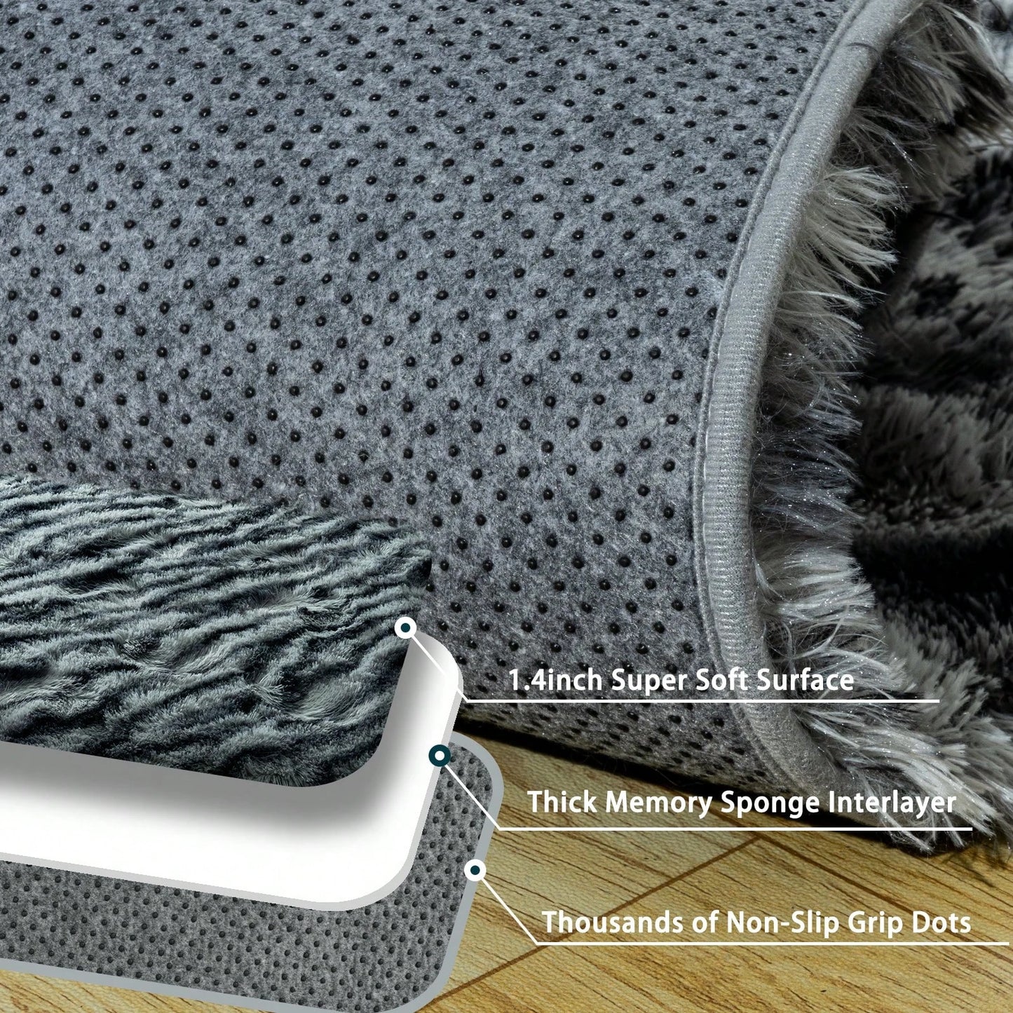 NONED Luxury ZebraPrint FluffyLong ShagRug For Bedroom LivingRoom UltraSoft Plush