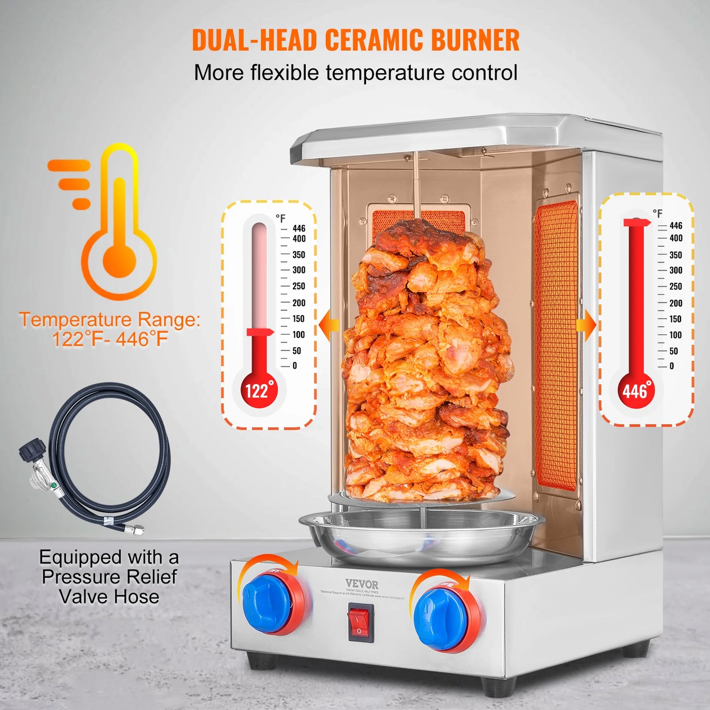 SucceBuy Shawarma Grill Machine Vertical Gas Doner Kebab Rotisserie