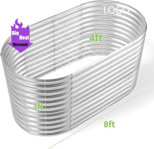 Oval Galvanized Raised Garden Bed Outdoor Planter For Durable Easy Care Gardening