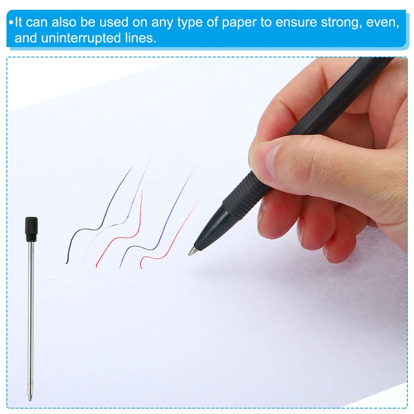 Ballpoint Pen Refills Metal Tip Interoperable Replaceable Refill Smooth Consistent