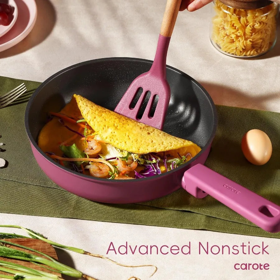 Non Stick Pots and Pans Set Cookware Sets Nonstick Kitchen Cooking Set with StayCool Handles with Silicone Tools and Pot Protec