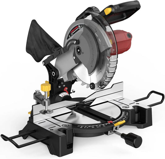 Marvtool Compound Miter Saw 15 Amp 5000 RPM 0 to 45 Degree Left Bevel Cutting Tool For Metal Plastic Wood Laminates