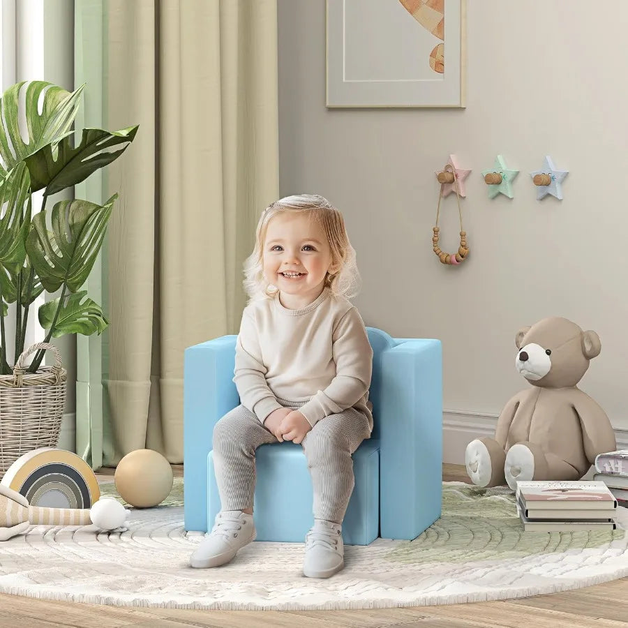 2 In 1 Kids Sofa Convertible Table And Chair Set