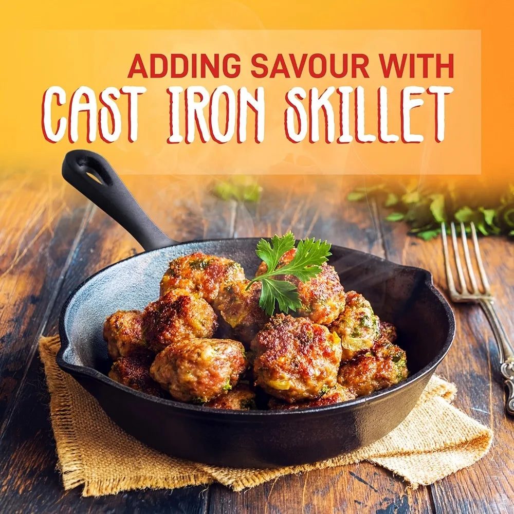 AEDG Heavy-Duty Cast Iron All-Purpose Skillet Set Nonstick OvenSafe Campfire-Ready