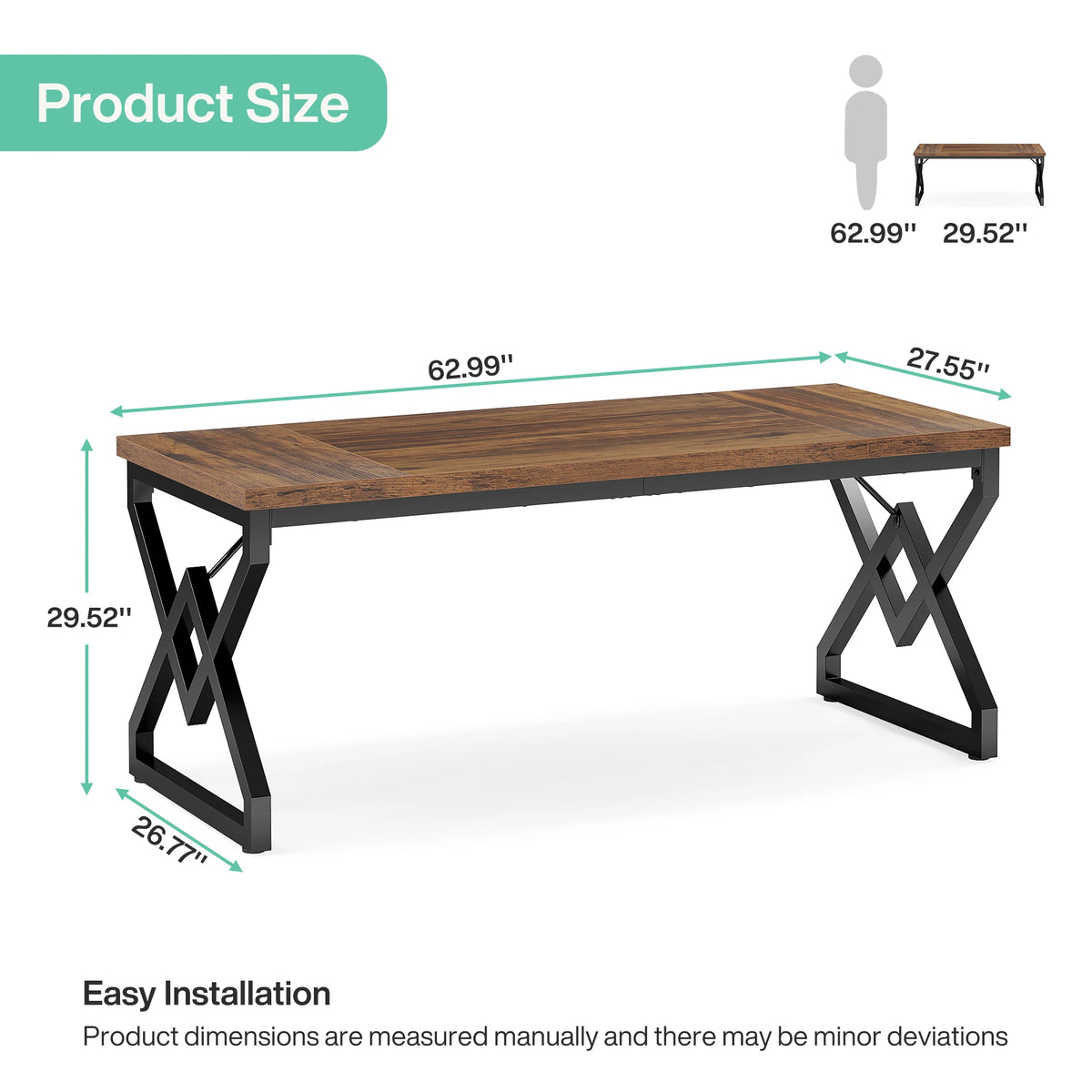 Tribesigns Industrial Executive Office Desk With Dual Monitor Metal Frame