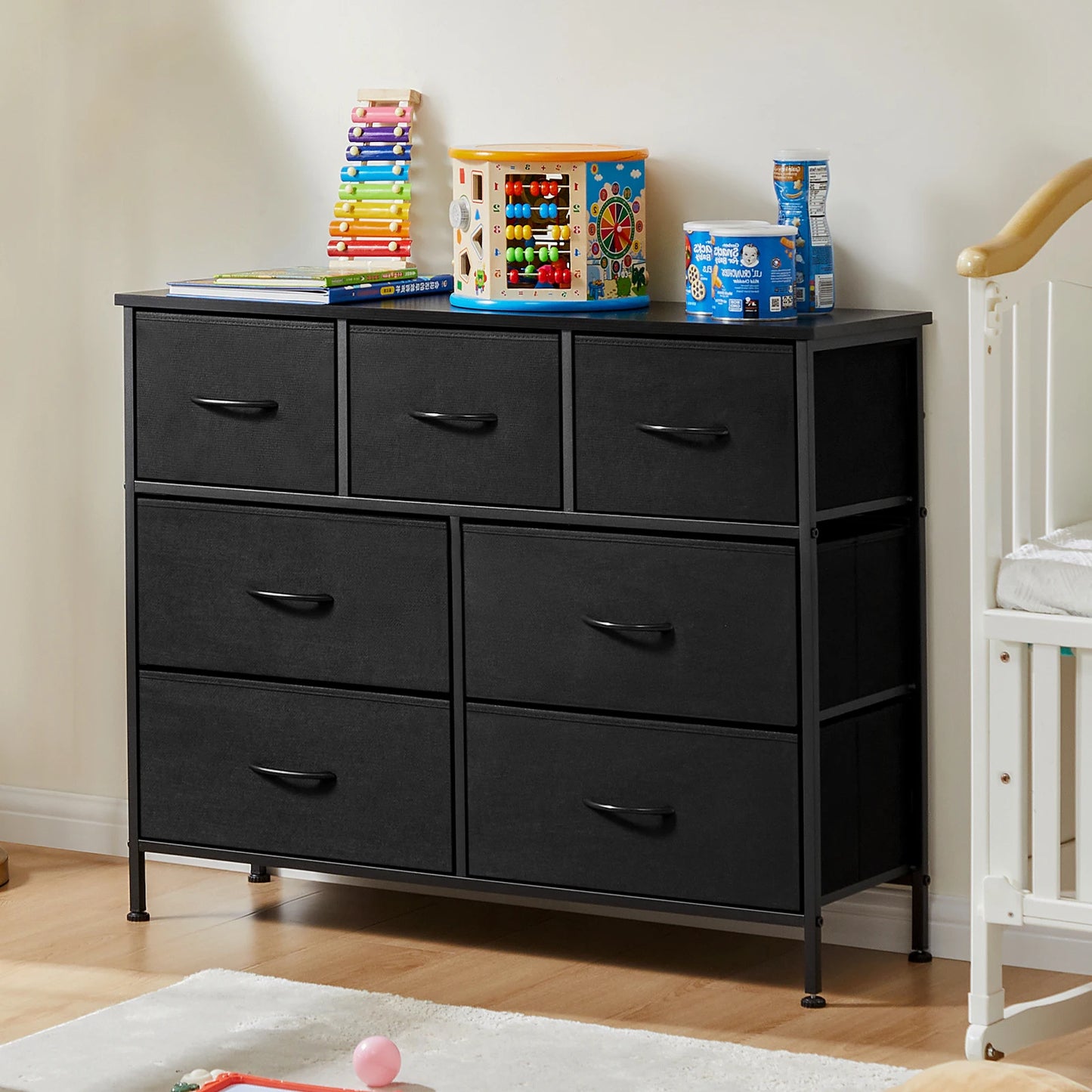 JHK Dresser With Seven Fabric Drawers Storage Cabinet