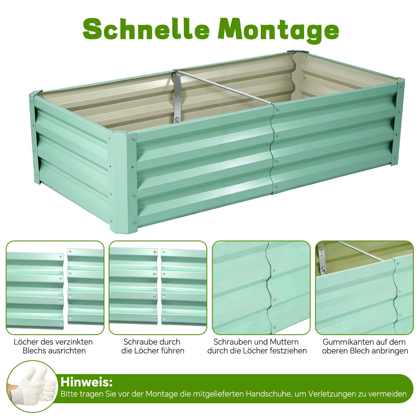 Galvanized Raised Garden Bed Planter Box For Outdoor Planting Rustproof Durable Heavy Duty Rectangular Design