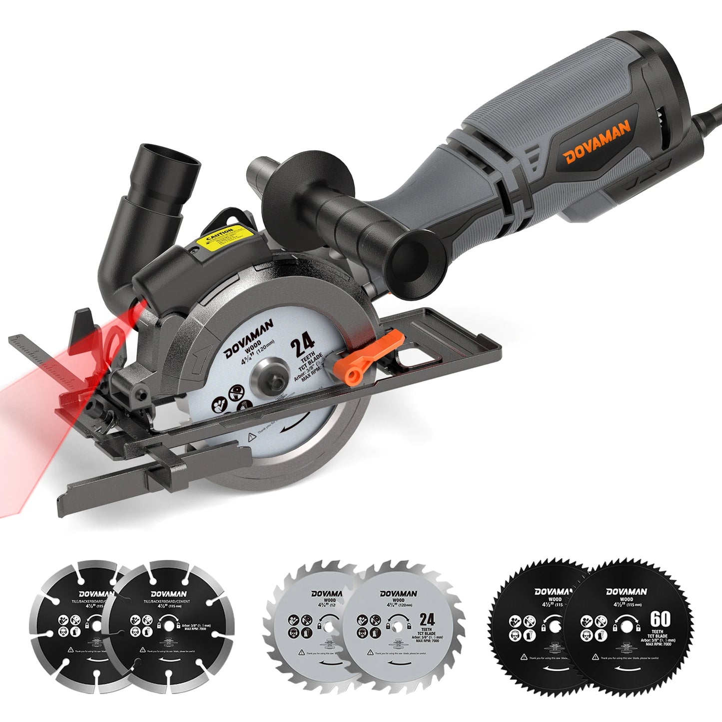 DOVAMAN 5.8A Circular Saw With Laser Guide And Six Blades