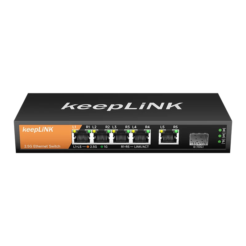 KeepLiNK 9 Port Multi Gigabit Switch With 2 5G Copper RJ45 Ports And 10G SFP Plus Uplink