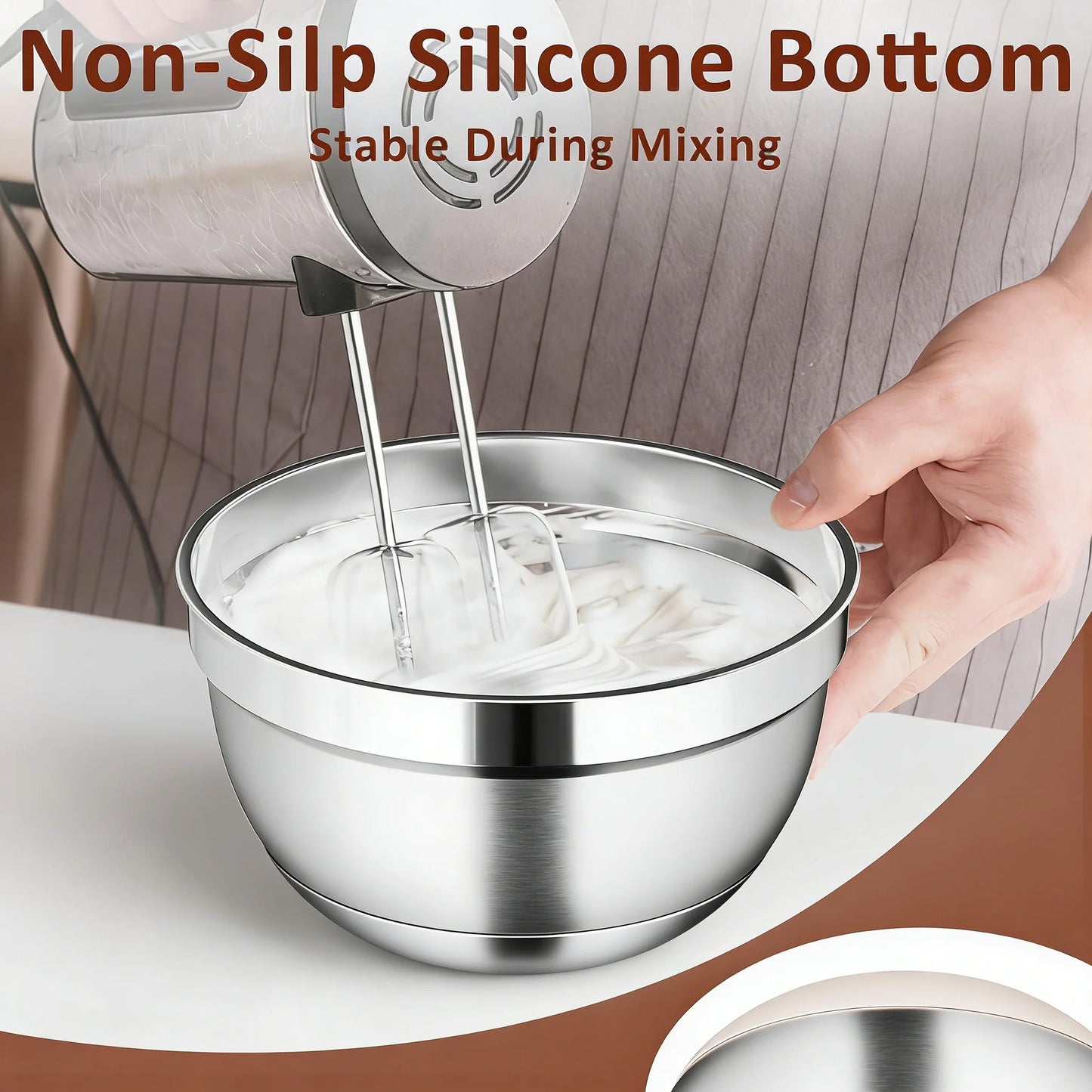 Stainless Steel Mixing Bowls With Lids Set Of 17 Pieces Six Thickened Bowls 1.1 To 4.5 Quarts For Baking And Storage