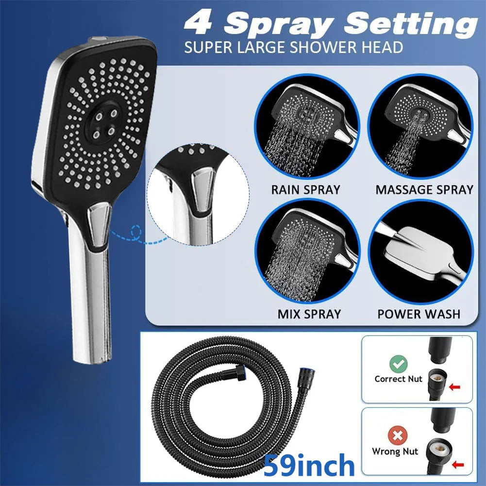 APWIKOGER Shower Faucet Set With Rain Shower Heads Handheld Top Spray 3 In 1 Adjustable Height Angle