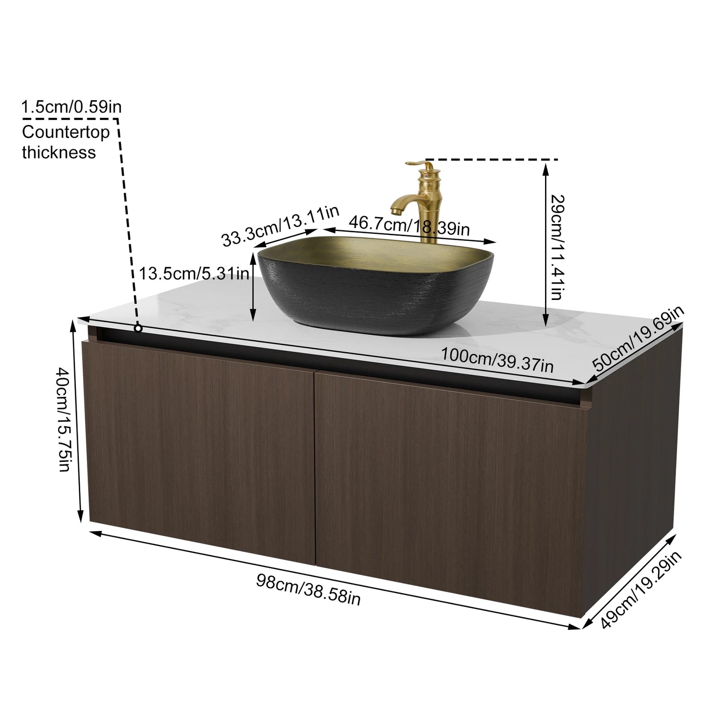Wisfor Floating Vanity With Ceramic Sink Wall Mounted