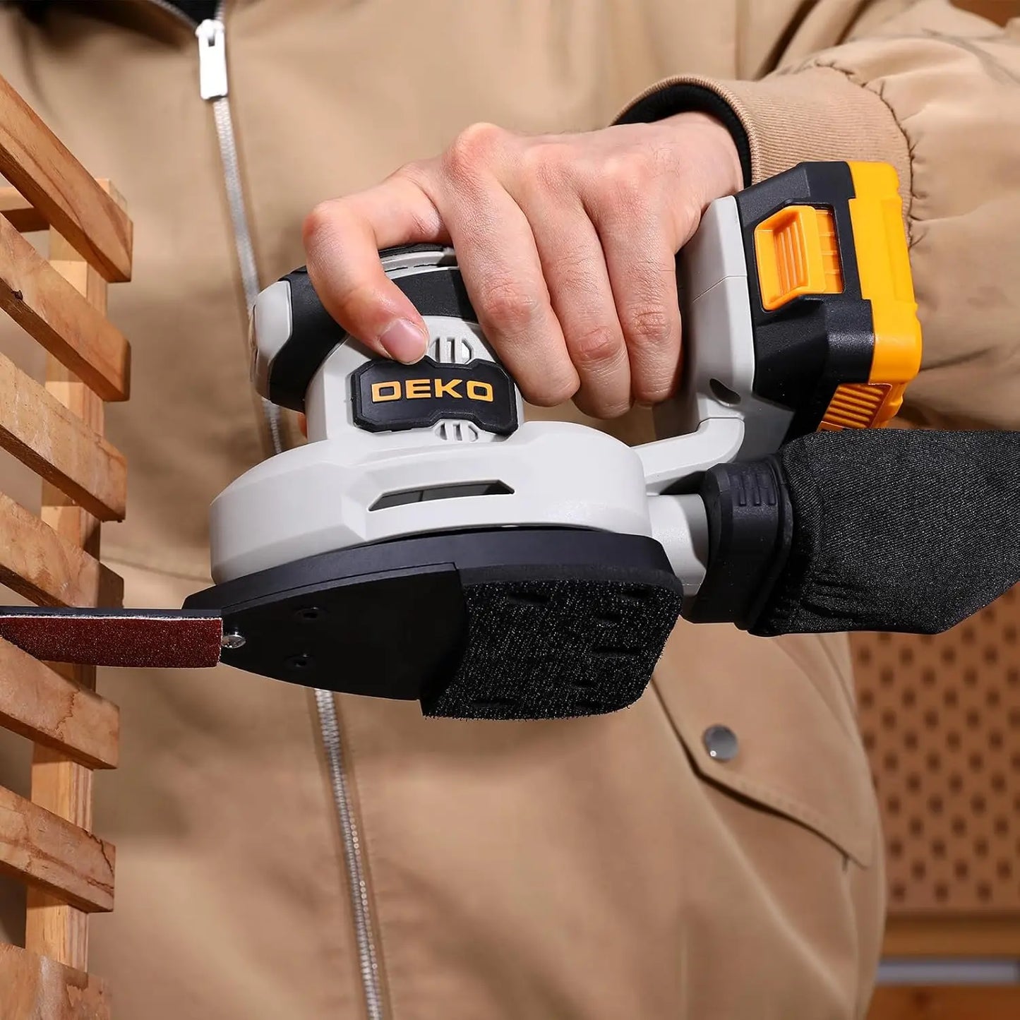 DEKO Multi-Function Mouse Sander Electric Tool with Dust Collector and Attachments for Home DIY
