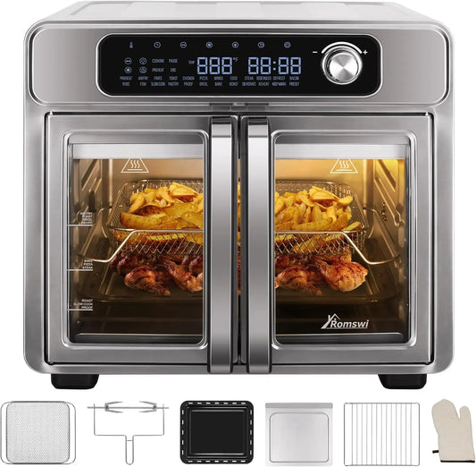 Romswi French Door Air Fryer Toaster Oven With 24 Cooking Functions
