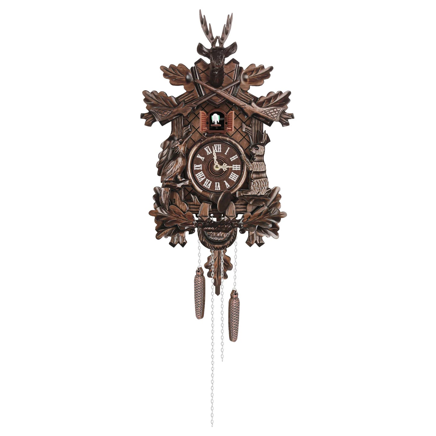 Antique Cuckoo Clock, German Cuckoo Clock, Traditional Handcrafted Black Forest Wooden Wall Clock, Hunter Cuckoo Clock for Home