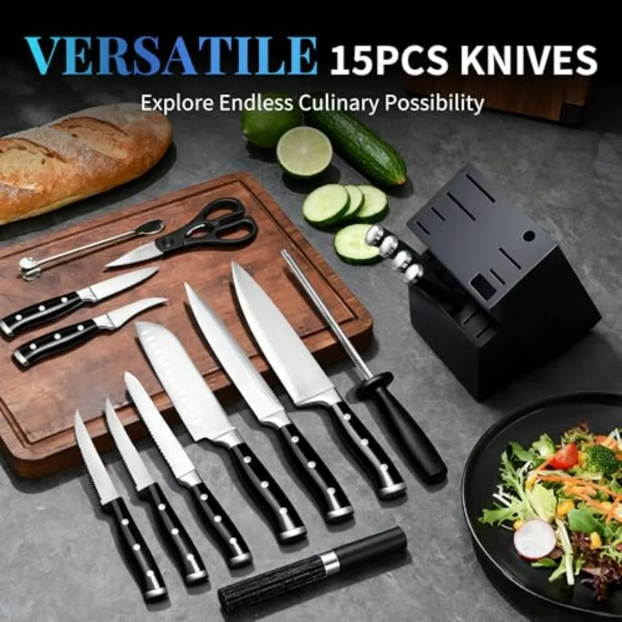 High Carbon Stainless Kitchen Knife Set With Ergonomic Forged Handles For Precise Slicing