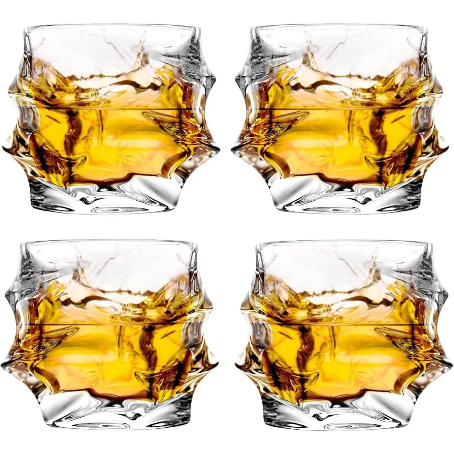 Hand Blown Crystal Whiskey Glasses Set Of 4 For Scotch Bourbon Rum Gin And Water