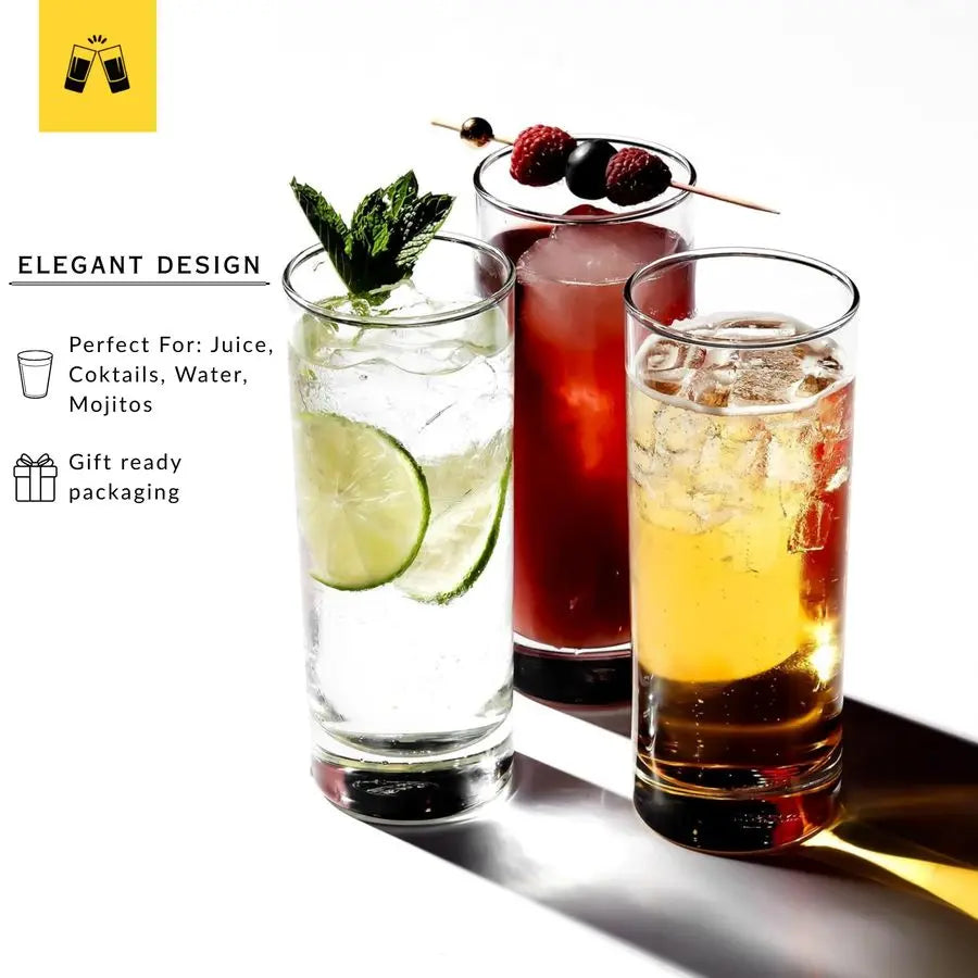Premium Lead-Free Highball Glassware Set for Tom Collins Crystal-Clear Glassware