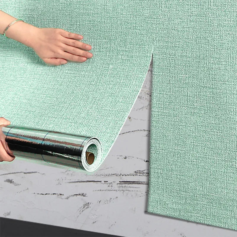 NONECN Linen 3D Foam Wallpaper Self Adhesive PVC Waterproof Wall Covering for Renovation