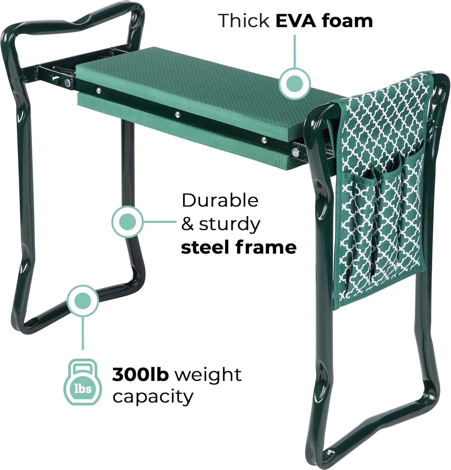 Foldable Garden Kneeler Seat With EVA Foam Pad For Comfort And Knee Protection While Gardening