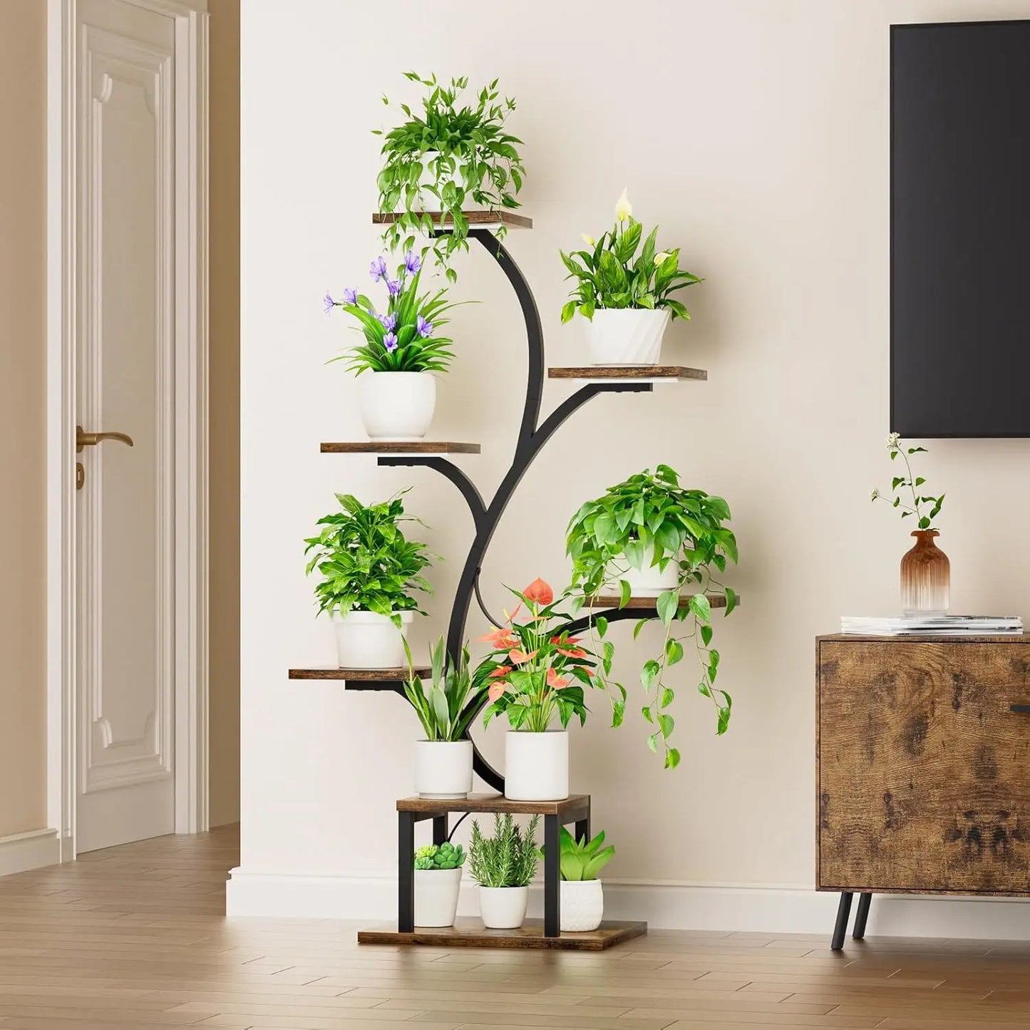 7 Tier Indoor Plant Stand With Grow Lights Corner Shelf For Home And Patio Durable