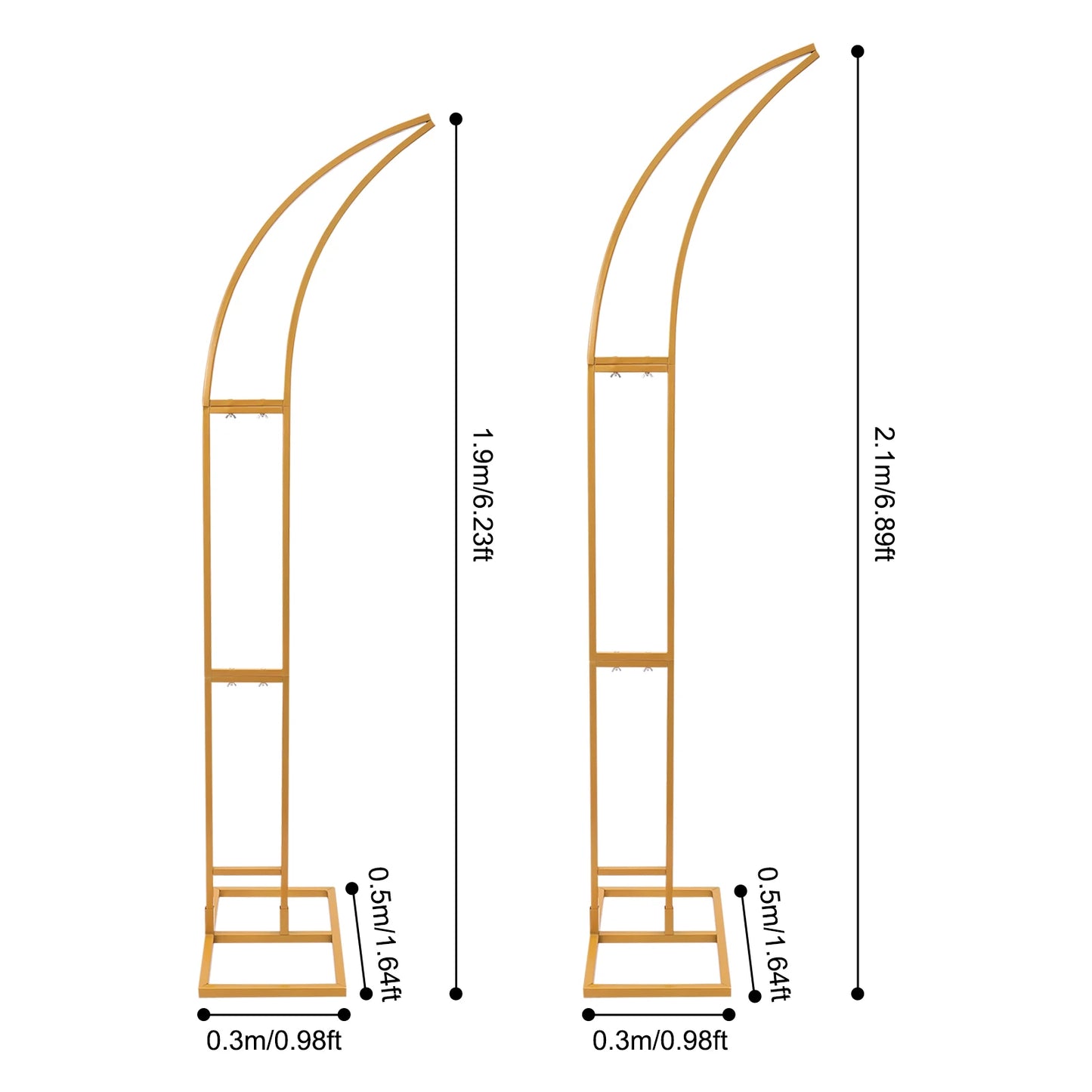 Wedding Arched Backdrop Stand Set Metal Floor Standing 2 Pieces With Durable Steel Frame