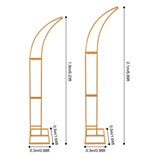 Wedding Arched Backdrop Stand Set Metal Floor Standing 2 Pieces With Durable Steel Frame