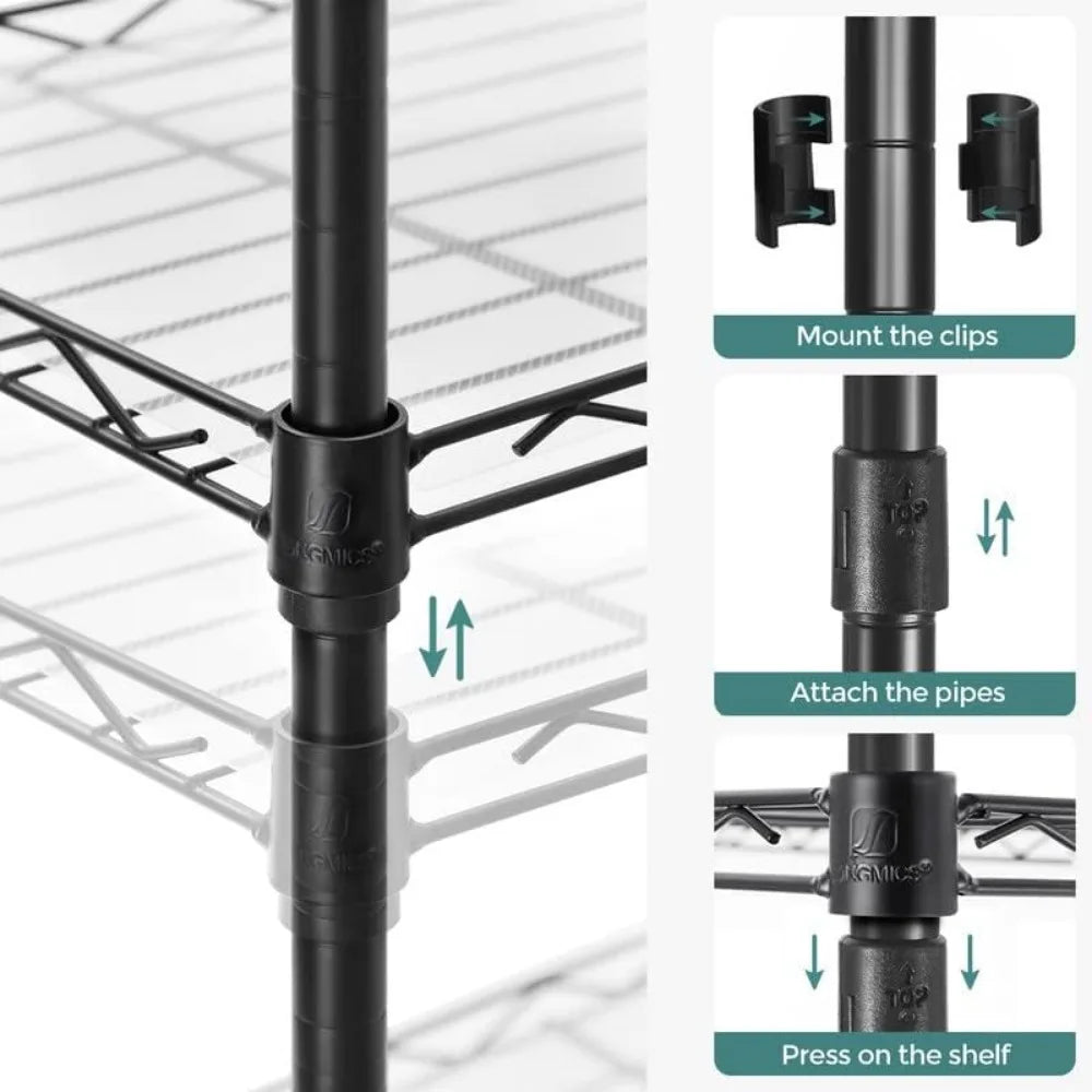 Six-Tier Wire Storage Shelves Unit With Adjustable Shelves
