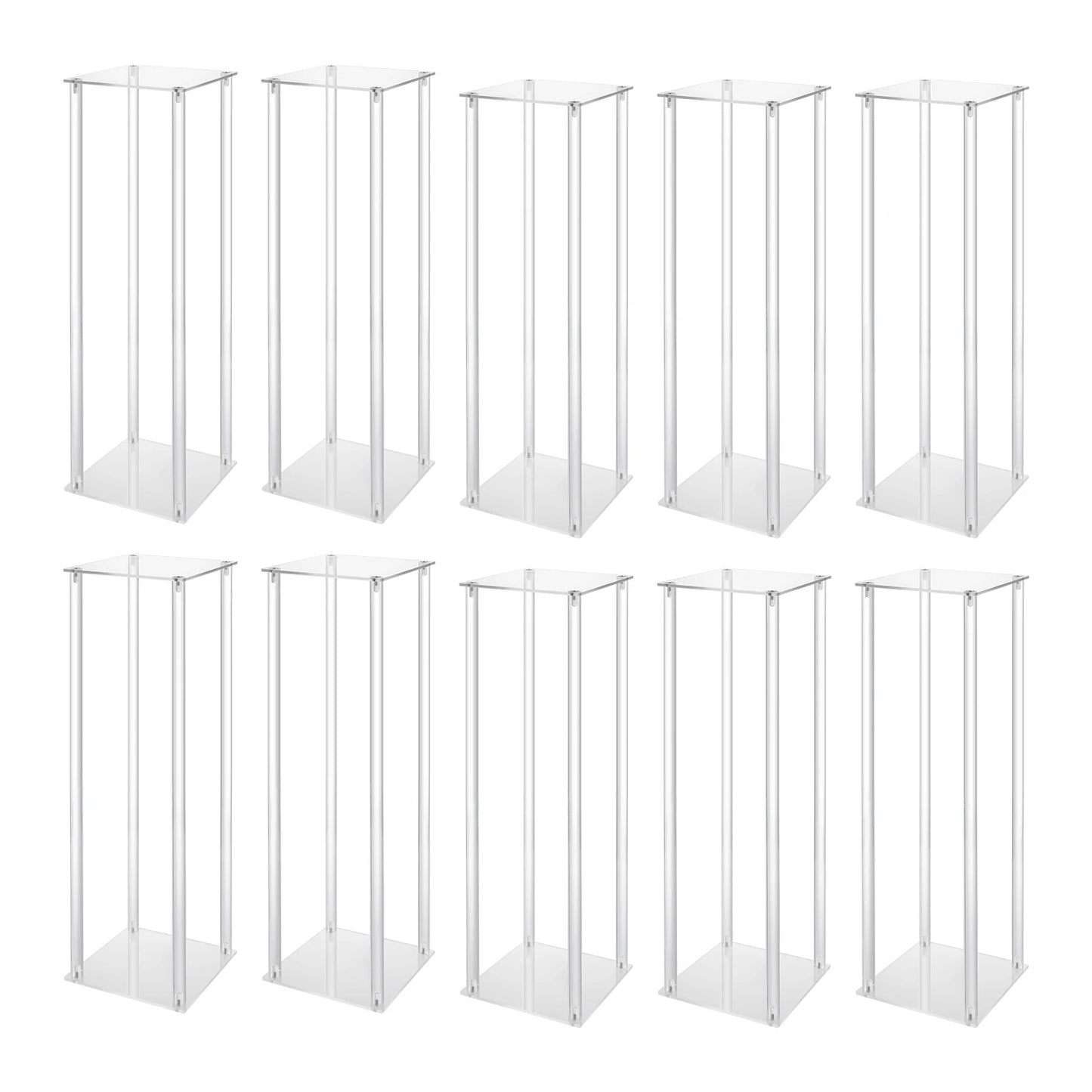Clear Acrylic Flower Display Stand Set for Wedding Decor, 4.5mm Thick Durable Columns, 3kg Per Stand