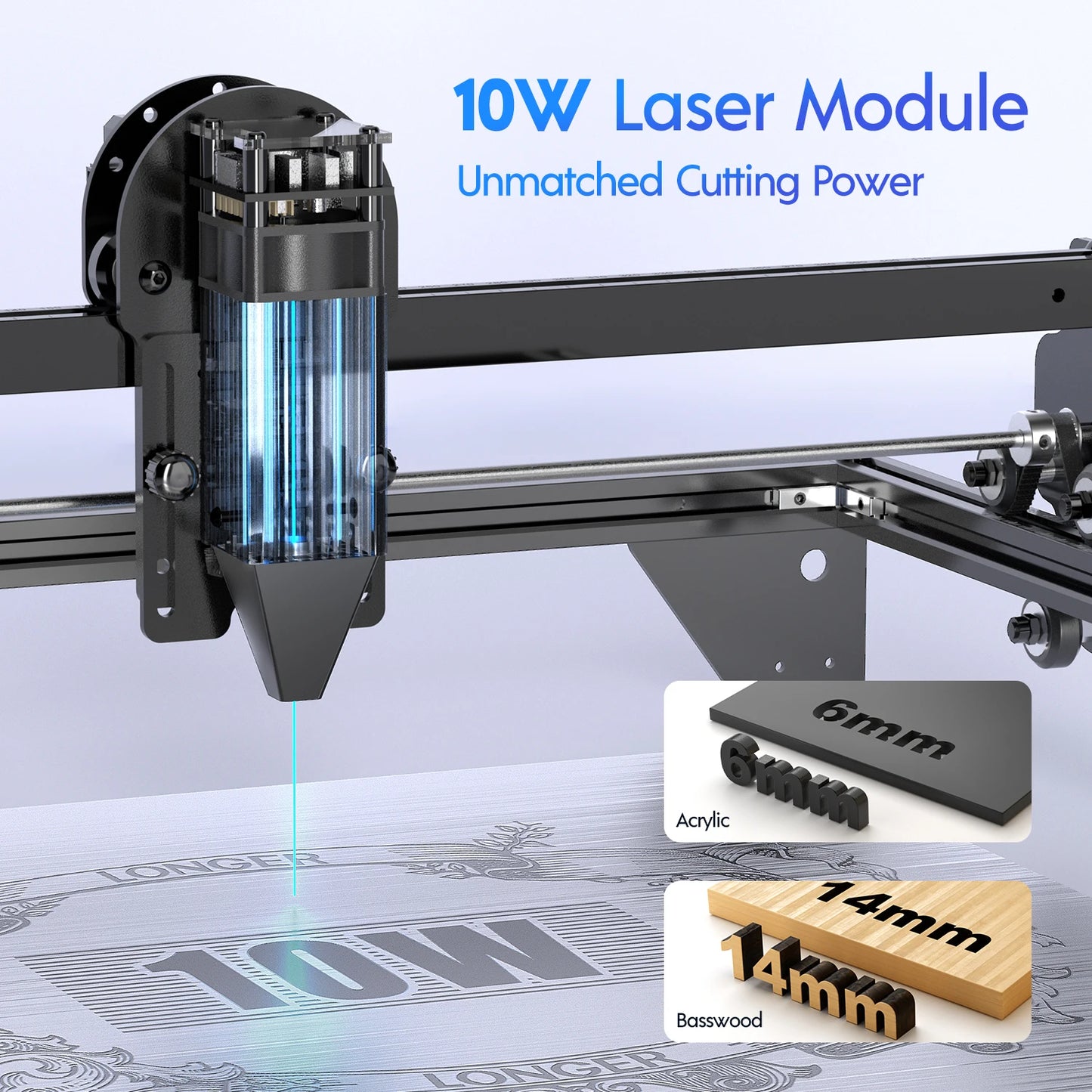 Longer RAY5 10W Laser Engraving Machine With Air Pump Kit And Honeycomb Table Industrial Grade