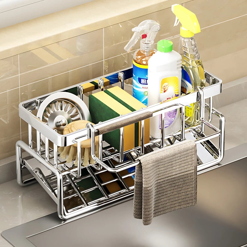 Tilt-Water Filter Shelf: Instantly Drains Sponges & Keeps Sink Dry. The Must-Have for a Clean & Efficient Christmas Kitchen!