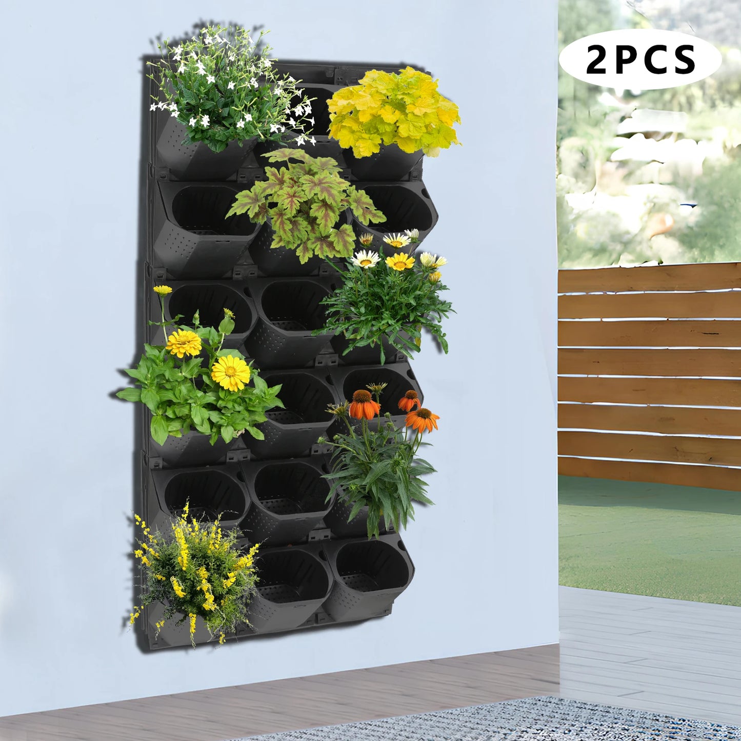Stackable Self Watering Wall Planter With 36 Pots Indoor Outdoor Vertical Garden