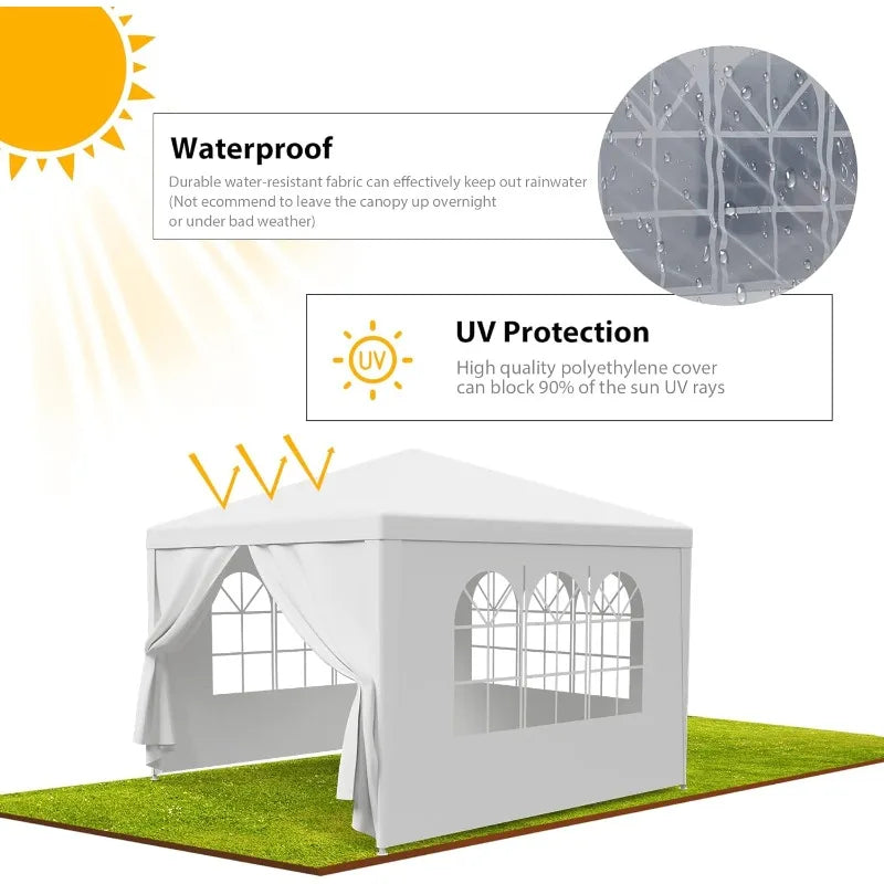 OutdoorWeatherproof Canopy Tent With Removable Sidewalls And Mesh Window Enclosures