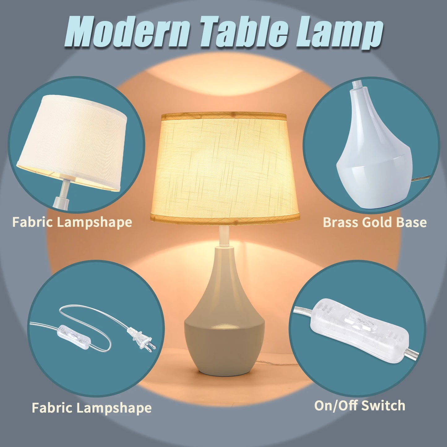 Contemporary Bedside Table Lamp Dimmable DesignedFor Bedroom And Office Lighting