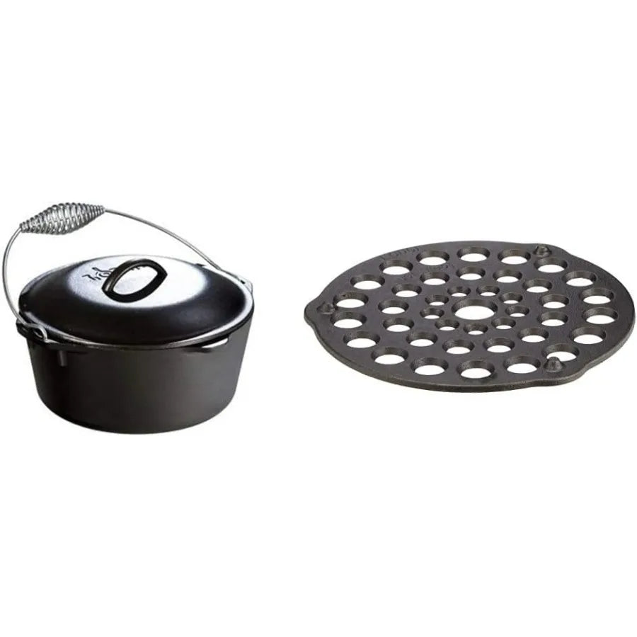 Preseasoned Cast Iron Dutch Oven Bundle With Trivet