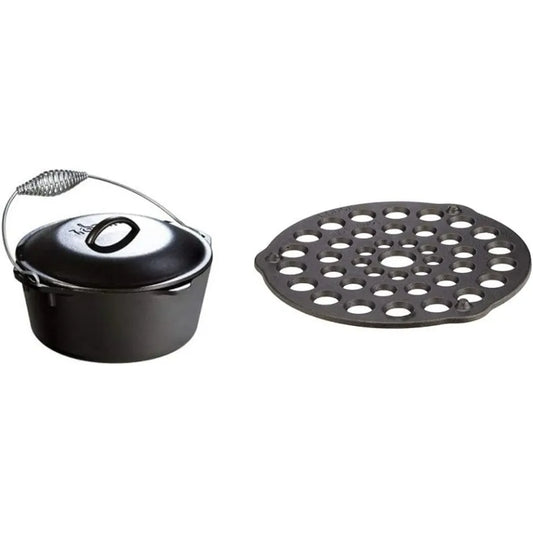Preseasoned Cast Iron Dutch Oven Bundle With Trivet
