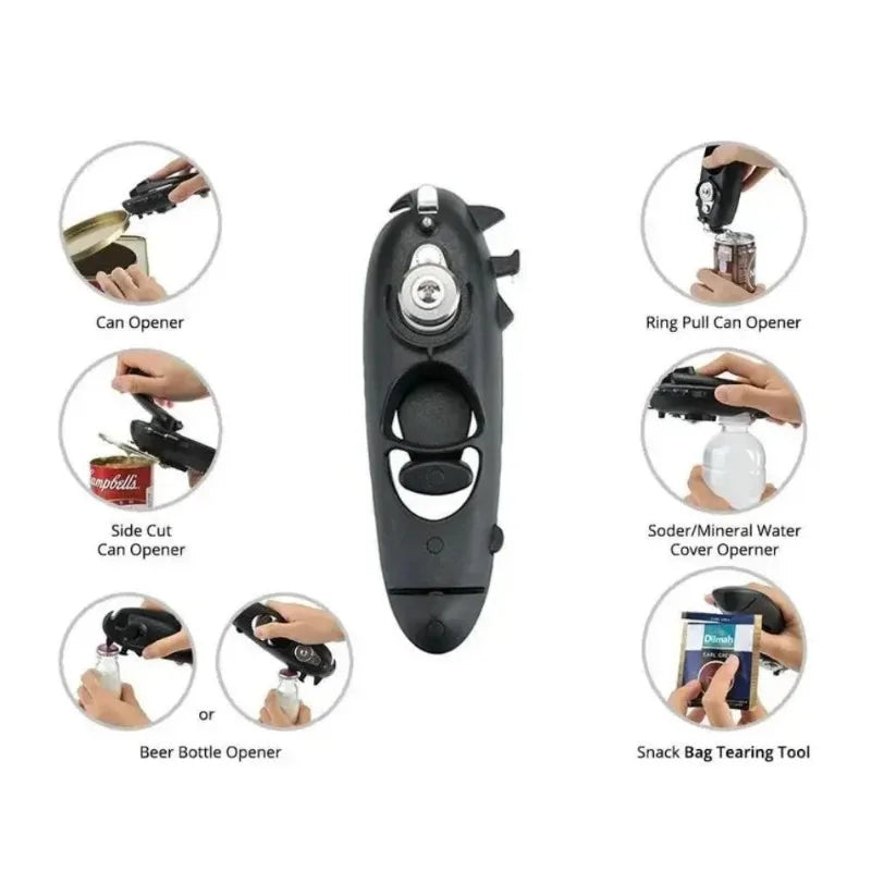 8 In 1 Can Opener Heavy Duty Stainless Steel Multi Tool for Cans Bottles Snack Bags Kitchen Gadget