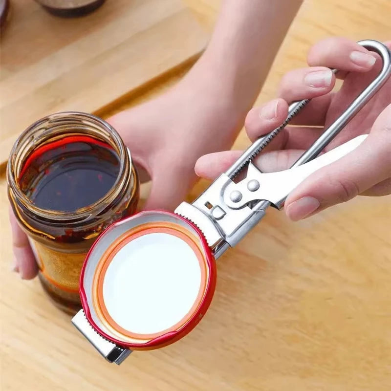 Adjustable Stainless Steel Multifunction Can Opener And Jar Bottle Opener With Ergonomic Handle