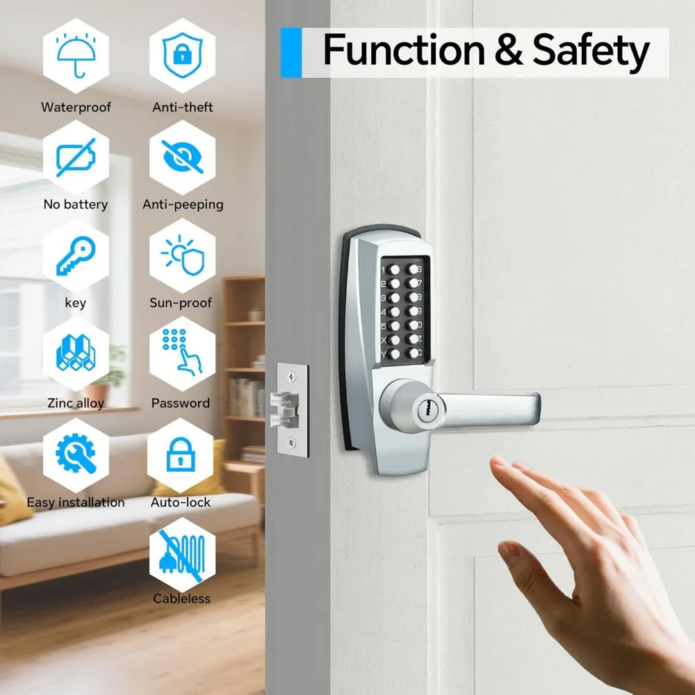 Kankeirr Mechanical Entry Door Lock With 14 Digit Keypad