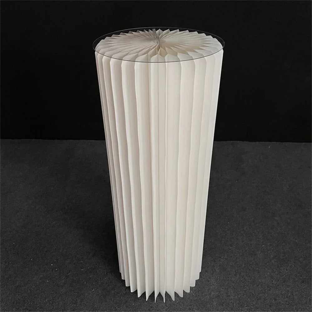 NONECN Paper Folding Cylinder Display Rack for Weddings and Events Adjustable Heights 20 to 100 cm Diameter 30 cm