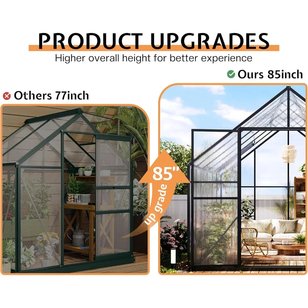 Polycarbonate Greenhouse With Aluminum Frame And Dual Doors