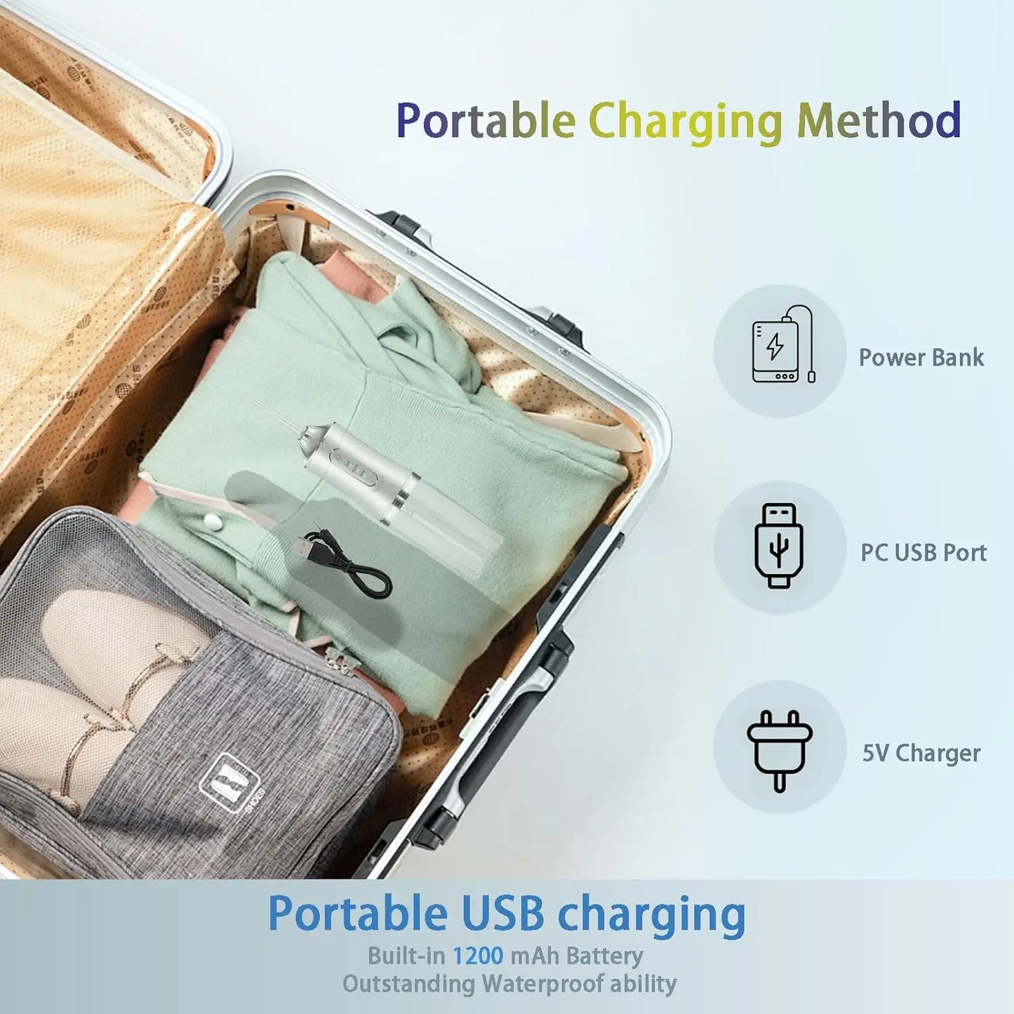USB Rechargeable Water Flosser With 3 Speed Settings IPX7