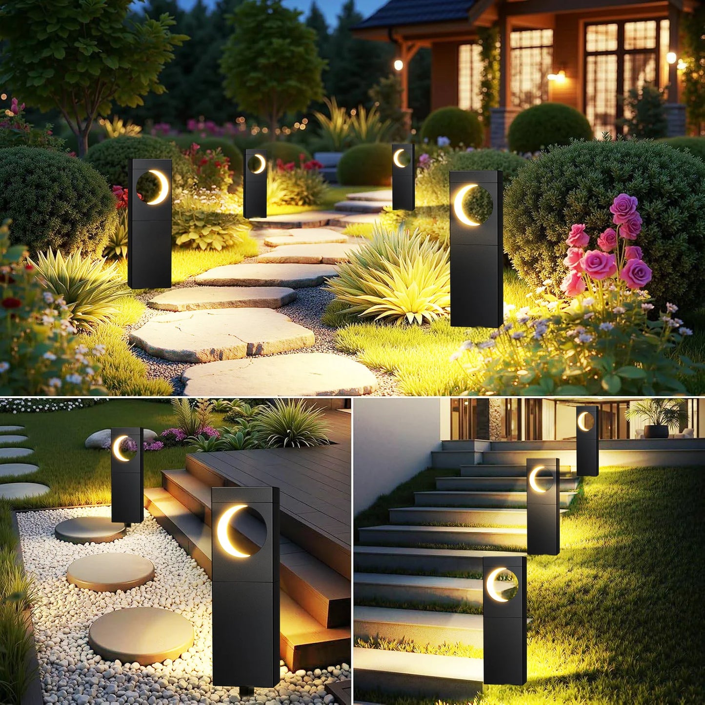 KPSTEK Solar LED Pathway Lights 4 Pack Auto On Off for Dusk to Dawn Outdoor Lighting