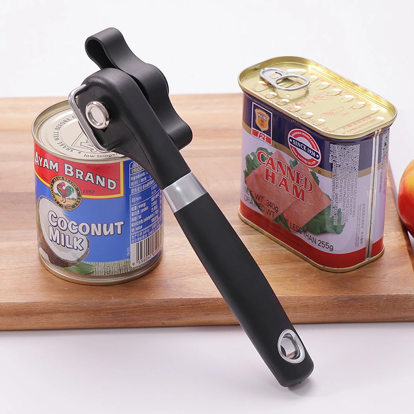 Plastic Hand Operated Can Opener With Easy Grip Side Cut Design For Safe Smooth Opening
