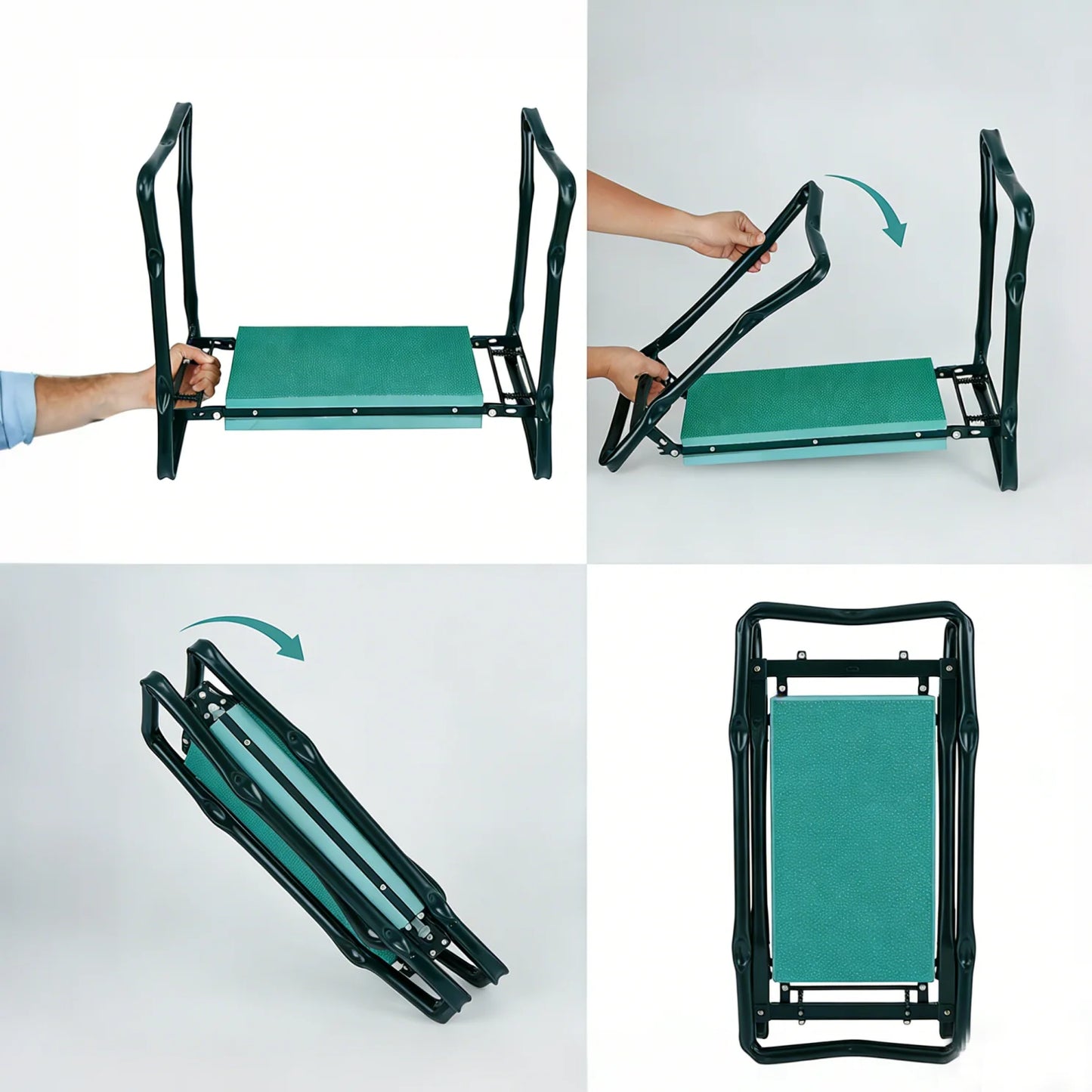 Collapsible 2 In 1 Garden Kneeler And Seat With Bag Flip Design Supports Up To 330 Lbs Folds Flat For Easy Storage